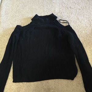 Black open shoulder sweater